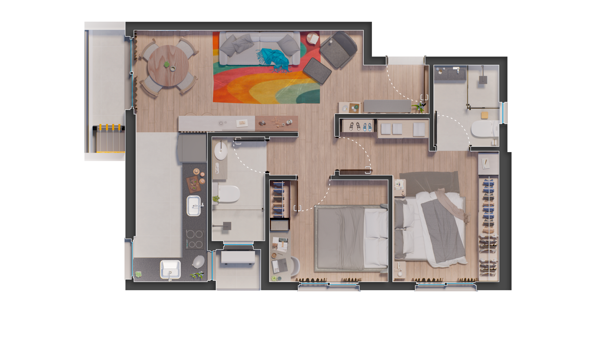 Apartamento suíte + 1 Centro Chapecó Hub 107