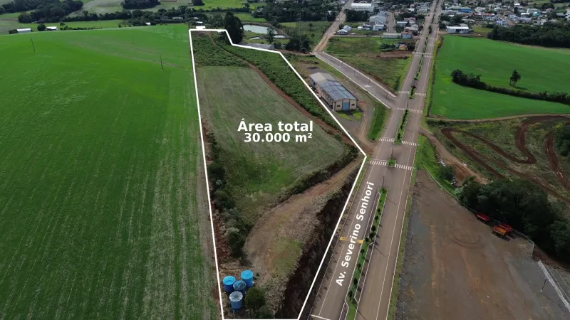 ÁREA À VENDA COM FRENTE PARA A AV. SEVERINO SENHORI – PONTE PRETA/RS