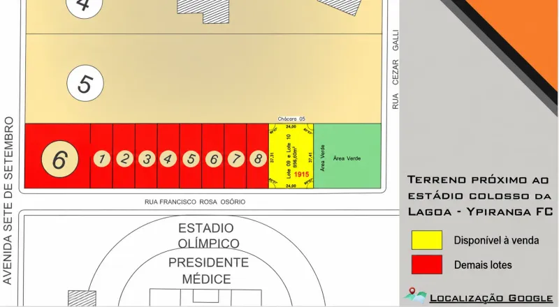 TERRENO PRÓXIMO AO ESTÁDIO COLOSSO DA LAGOA – ERECHIM/RS